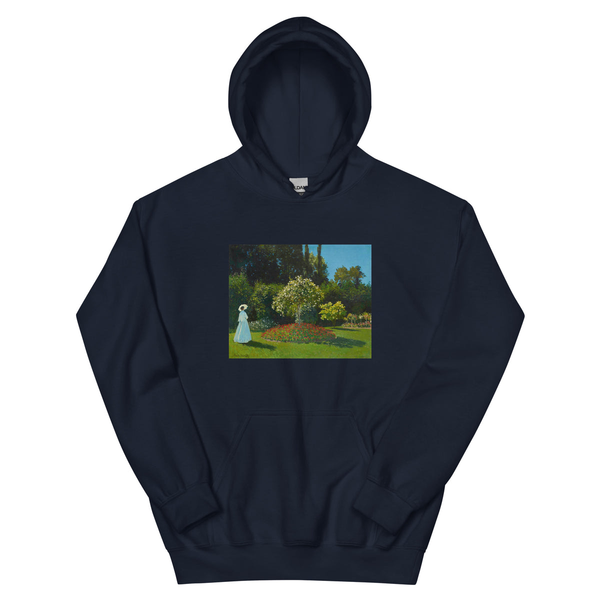 Navy Hoodie Claude Monet S Lady In The Garden Famous Painting Essential
