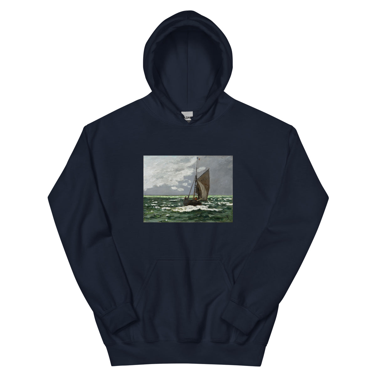 Navy Hoodie Claude Monet S Seascape Storm Famous Painting Essential