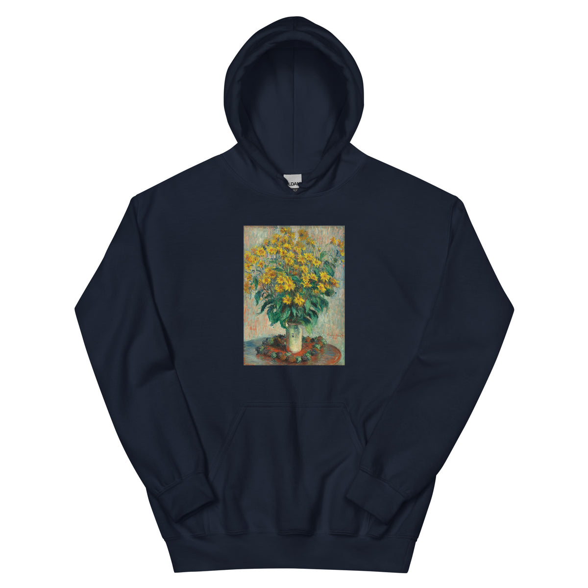 Navy Hoodie Jerusalem Artichoke Flowers Essential