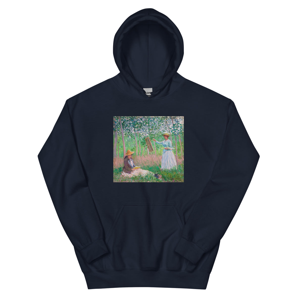 Navy Hoodie In The Woods At Giverny Blanche Hoschede At Her Easel With Suzanne Hoschede Reading Essential