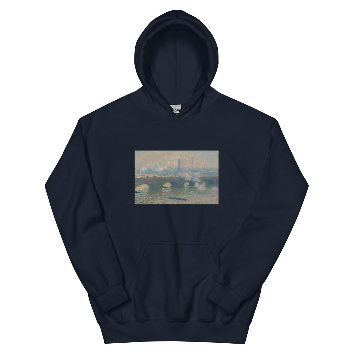 Navy Hoodie Waterloo Bridge Gray Day Essential