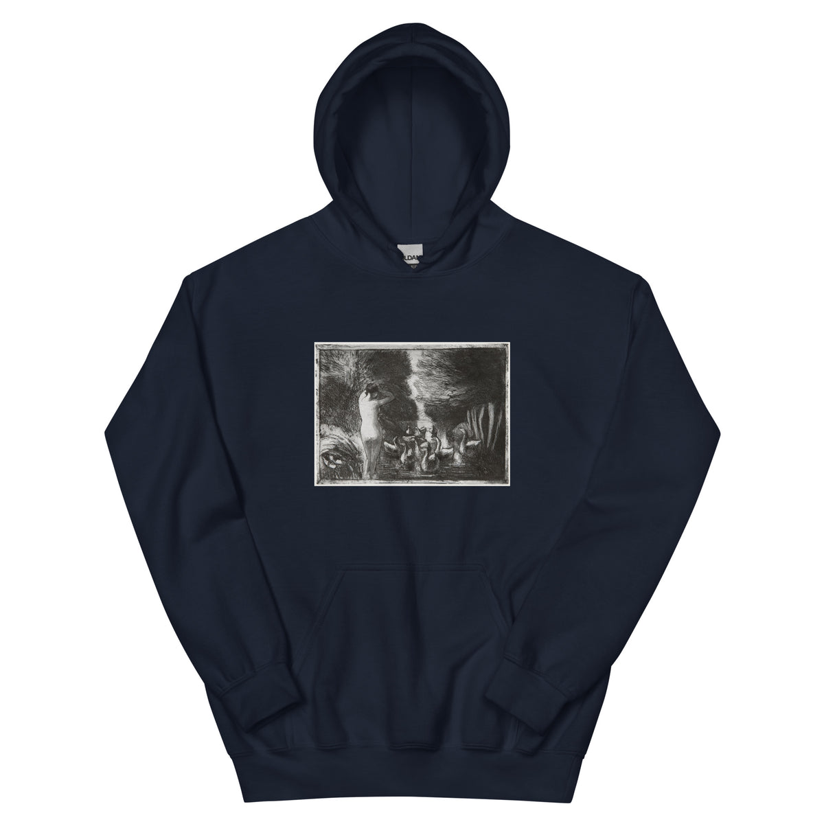Navy Hoodie Bather With Geese Essential