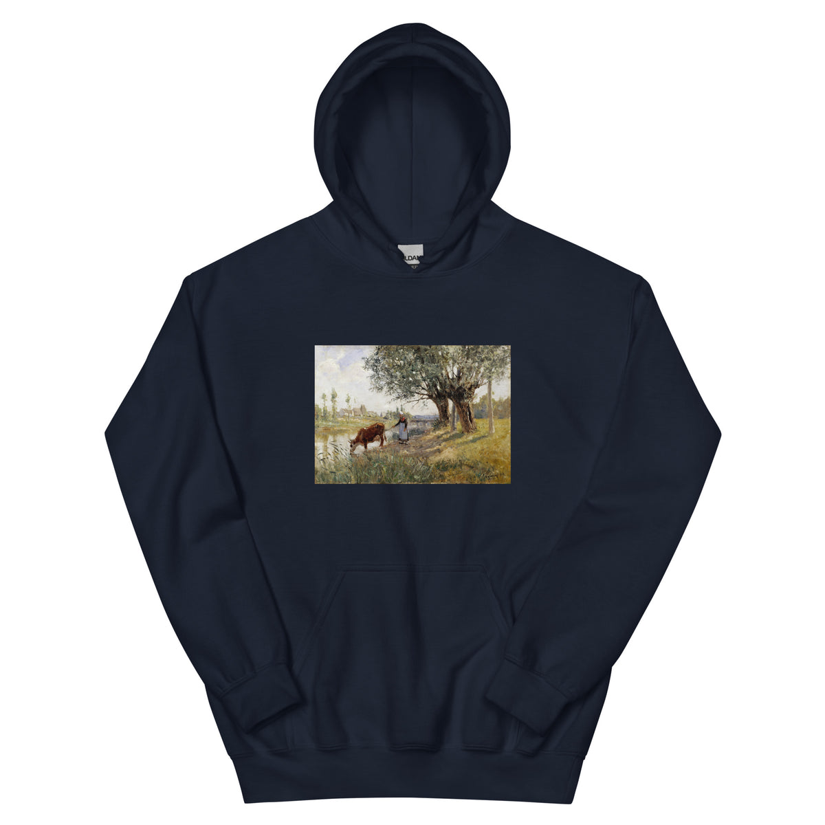 Navy Hoodie Countryside Near Grez-Sur-Loing Painting In High Resolution Essential