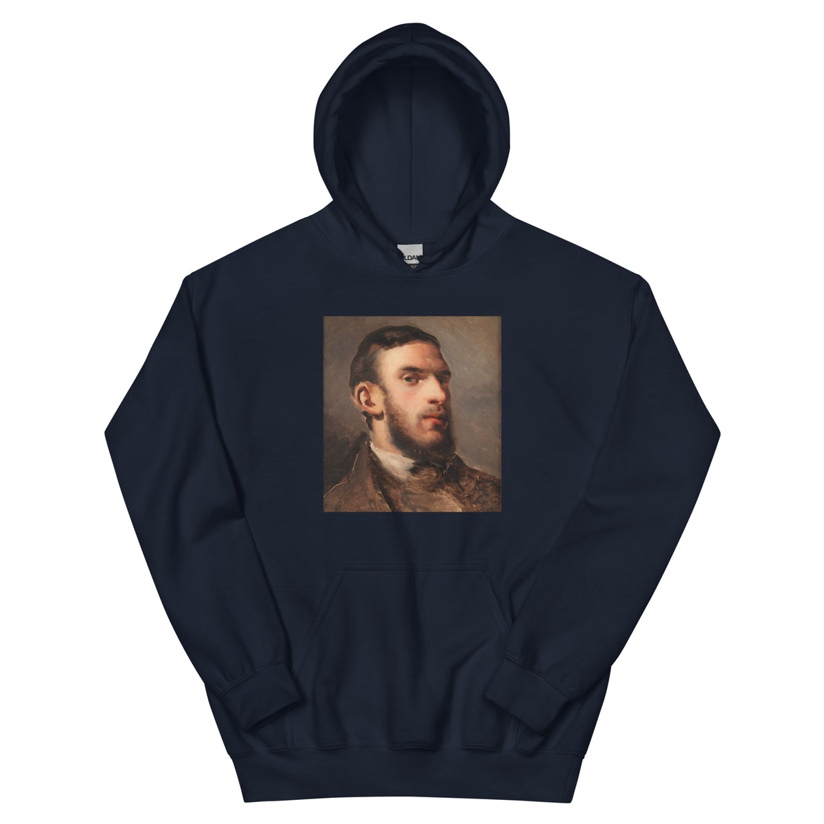 Navy Hoodie Self-Portrait Painting In High Resolution Essential