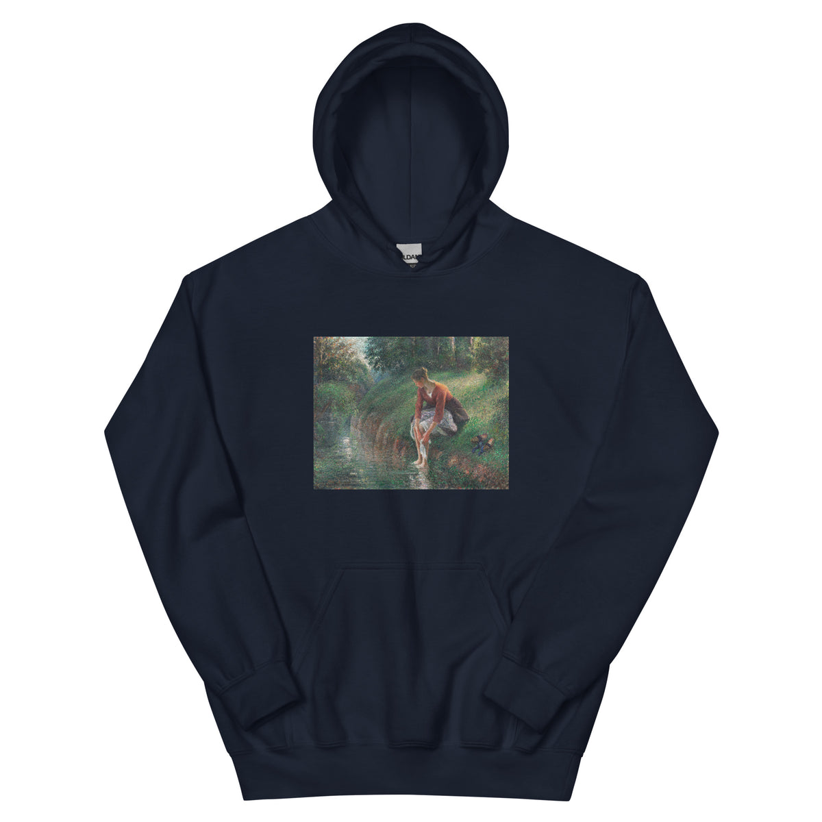 Navy Hoodie Woman Bathing Her Feet In A Brook Essential