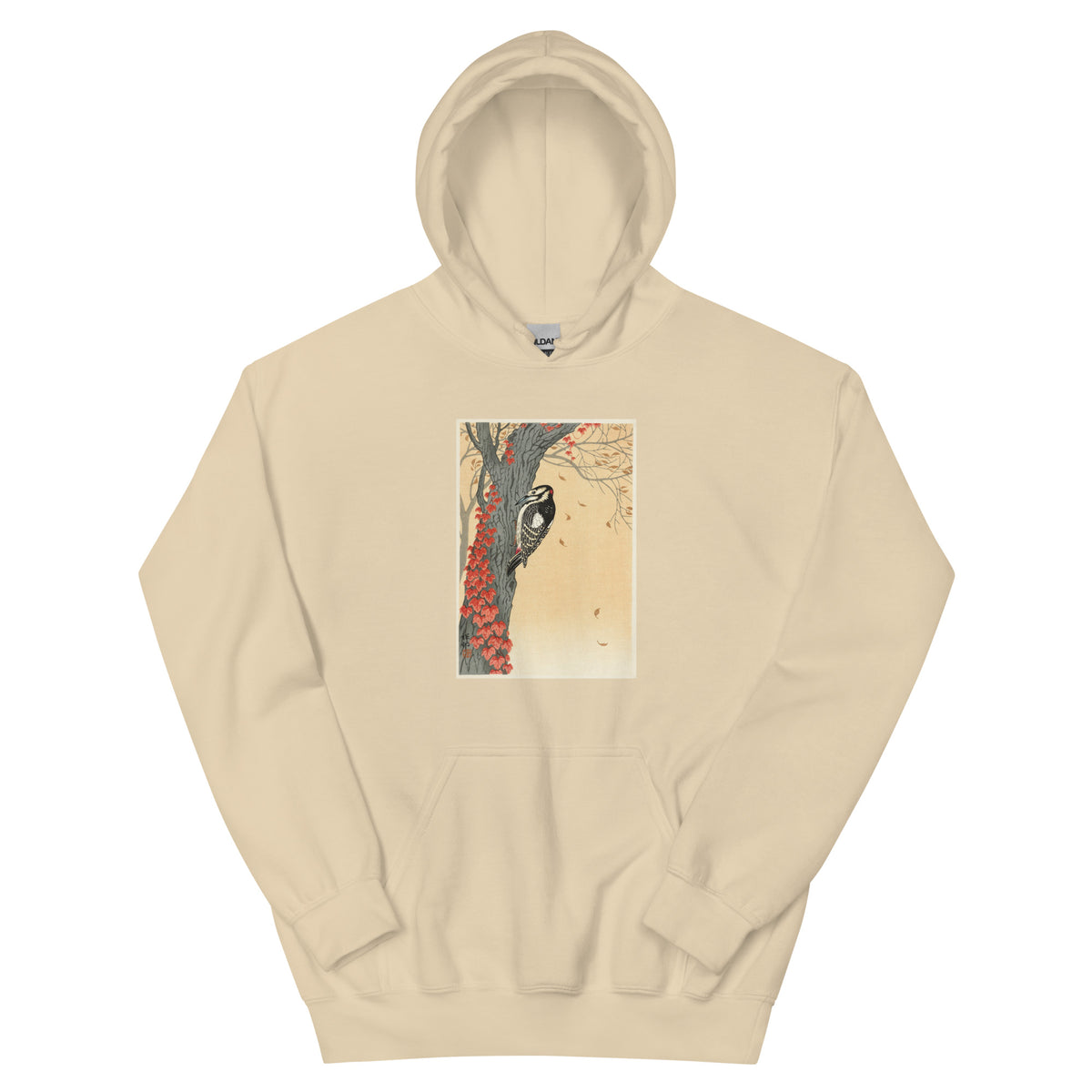 Sand Hoodie Great Spotted Woodpecker In Tree With Red Ivy - Ohara Koson 1925 Essential
