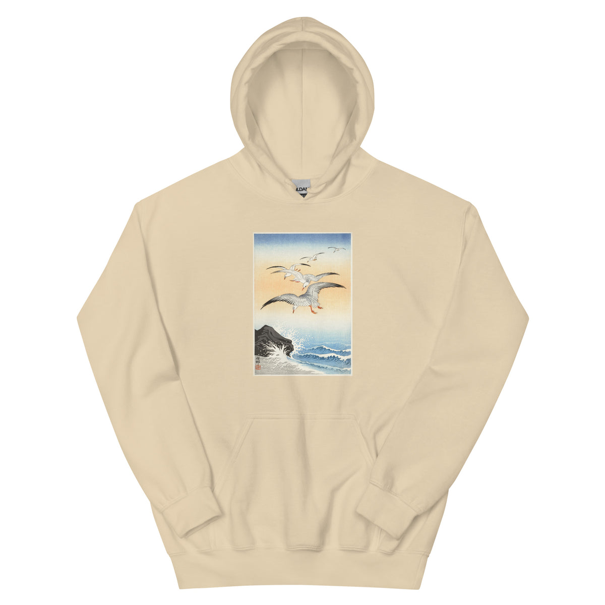 Sand Hoodie Five Seagulls Above Turbulent Sea - Ohara Koson 1900 Essential