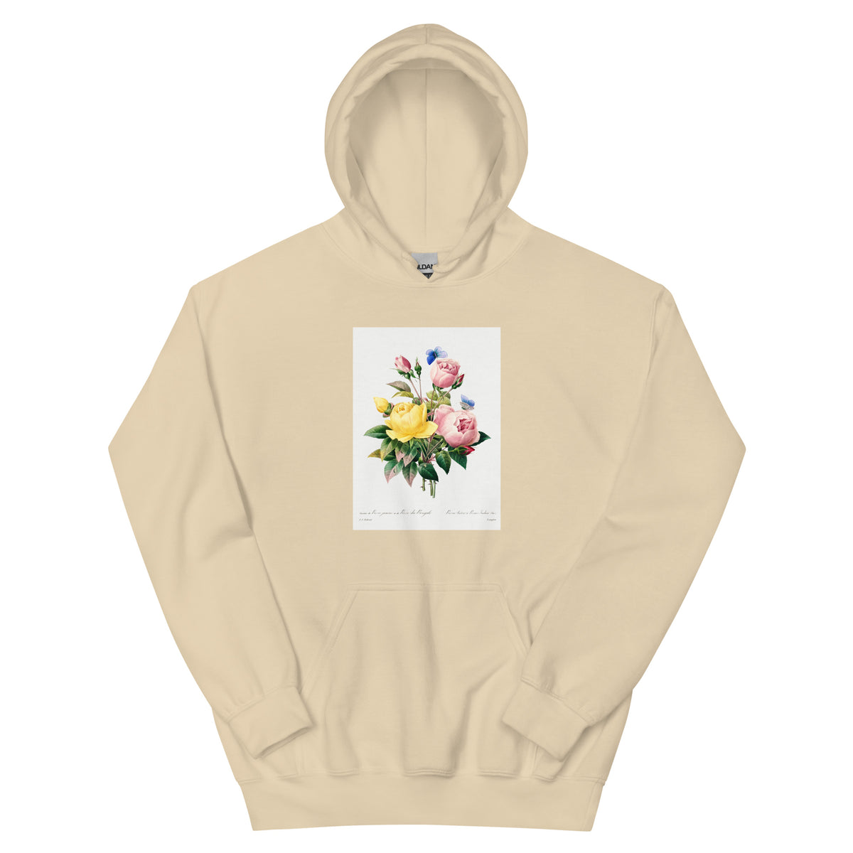 Sand Hoodie Yellow Rose And Cabbage Rose - Pierre-Joseph Redoute 1759 Essential