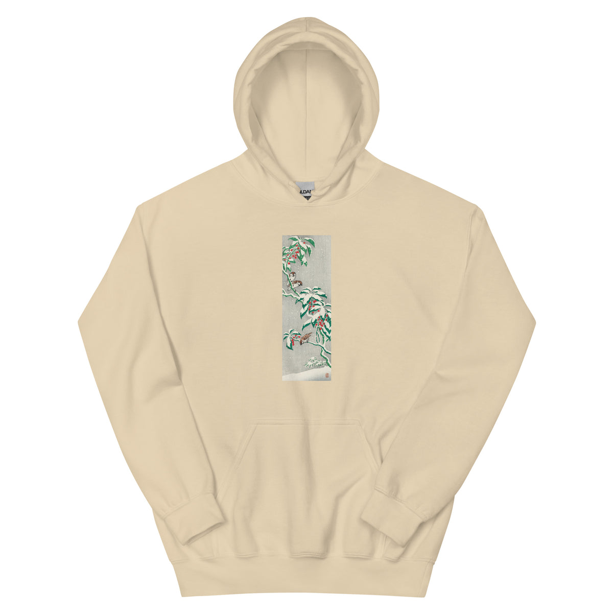 Sand Hoodie Sparrows On Snowy Berry Bush Essential