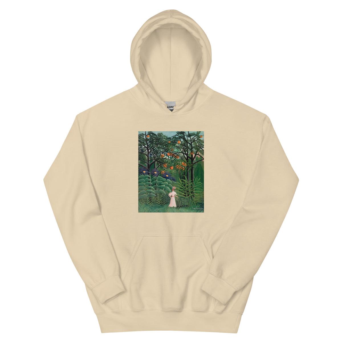 Sand Hoodie Woman Walking In An Exotic Forest Femme Se Promenant Dans Une Foret Exotique Essential
