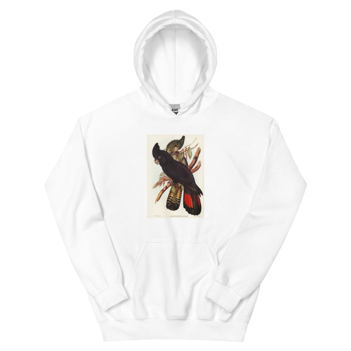 White Hoodie Banksian Cockatoo Calyptorhynchus Banksii Illustrated - Elizabeth Gould 1804 Essential