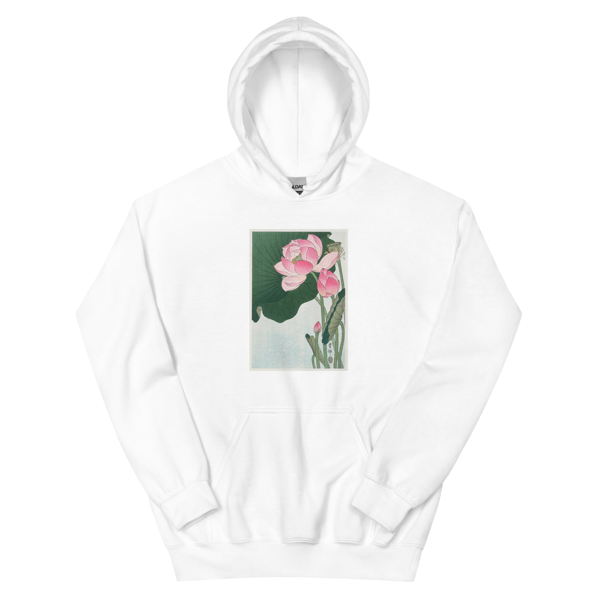 White Hoodie Blooming Lotus Flowers - Ohara Koson 1920 Essential