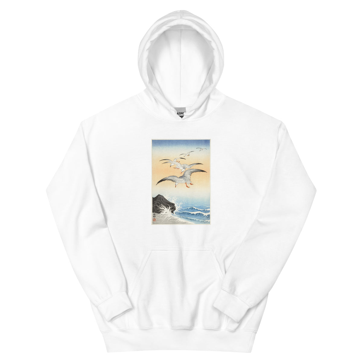 White Hoodie Five Seagulls Above Turbulent Sea - Ohara Koson 1900 Essential