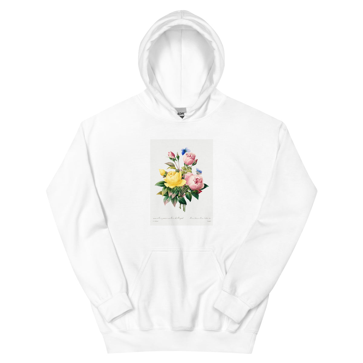White Hoodie Yellow Rose And Cabbage Rose - Pierre-Joseph Redoute 1759 Essential