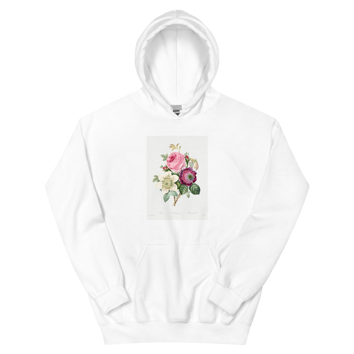 White Hoodie Anemone And Cabbage Rose - Pierre-Joseph Redoute 1759 Essential