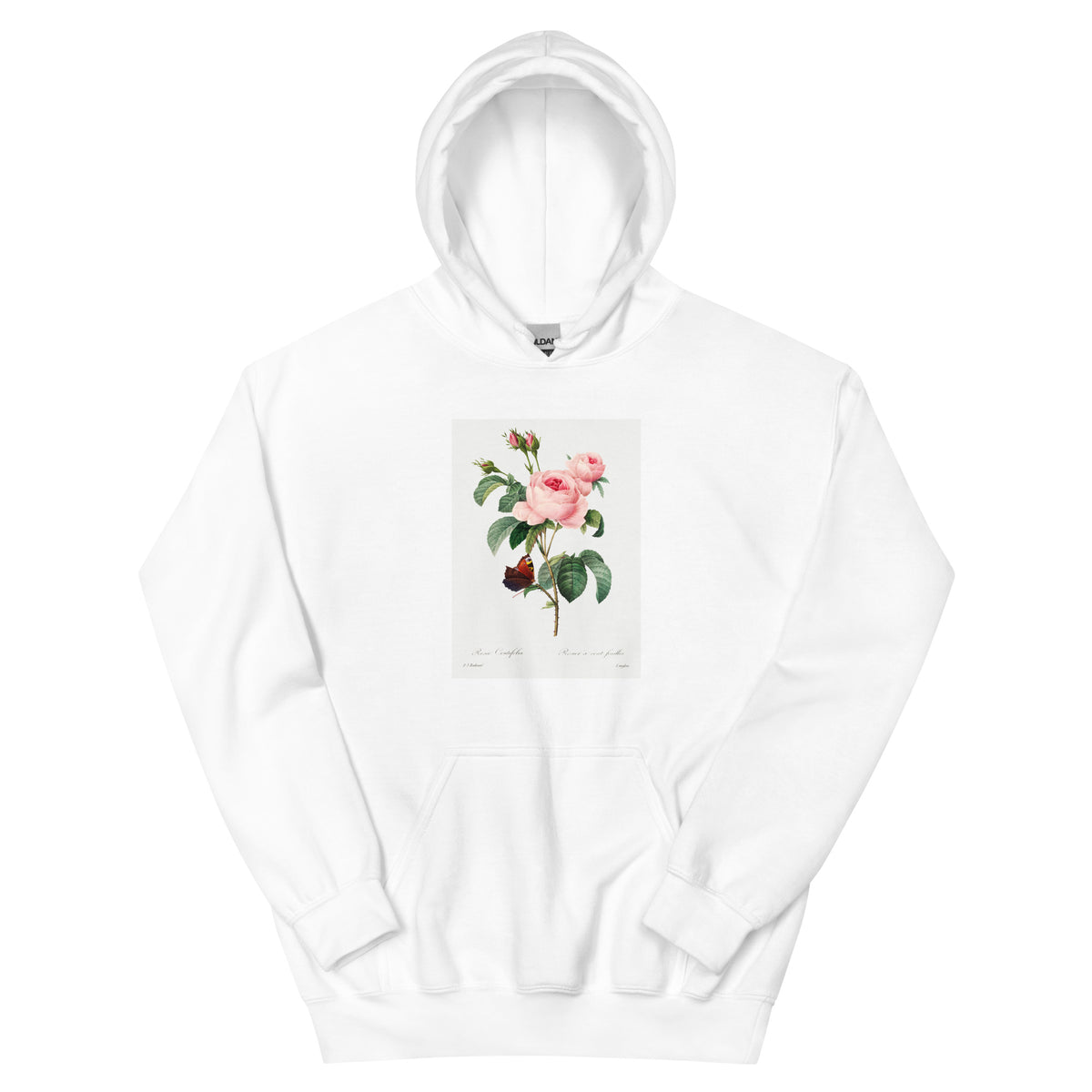 White Hoodie Cabbage Rose - Pierre-Joseph Redoute 1759 Essential