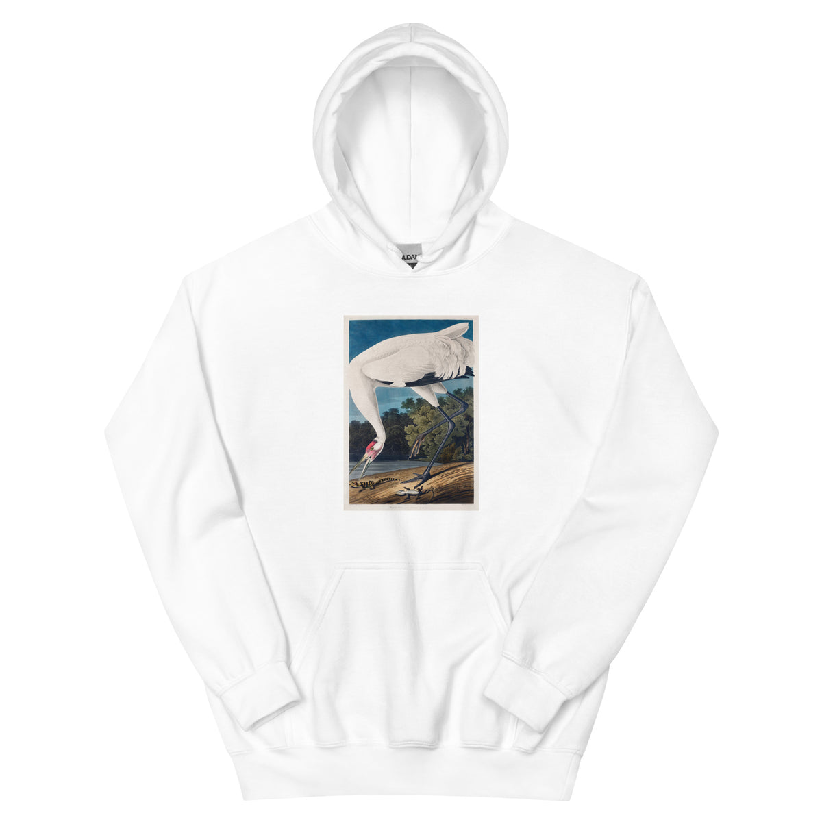 White Hoodie Hooping Crane Essential