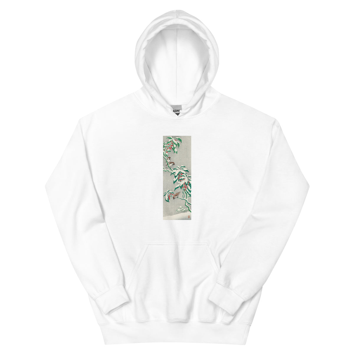 White Hoodie Sparrows On Snowy Berry Bush Essential