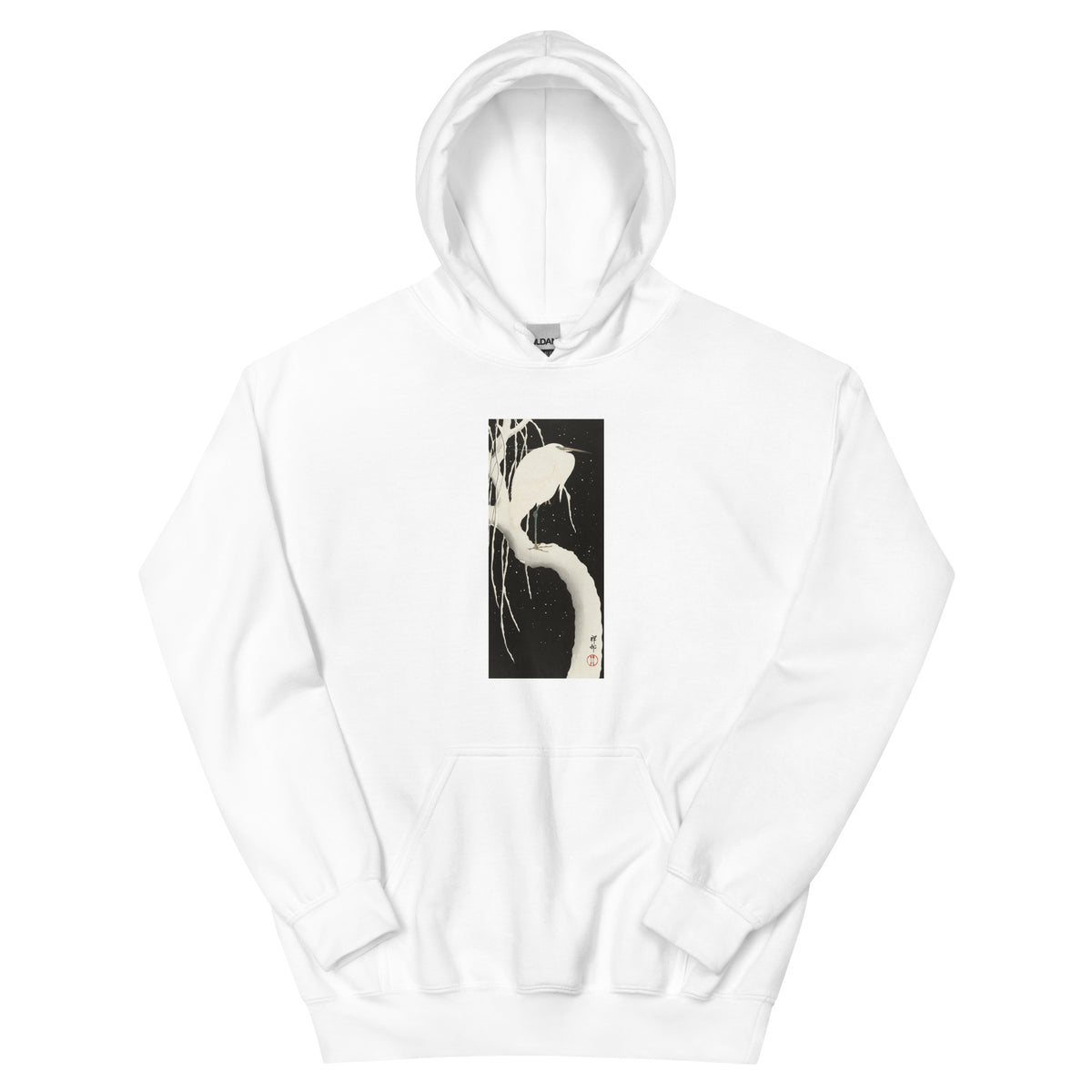 White Hoodie Heron In Snow Essential