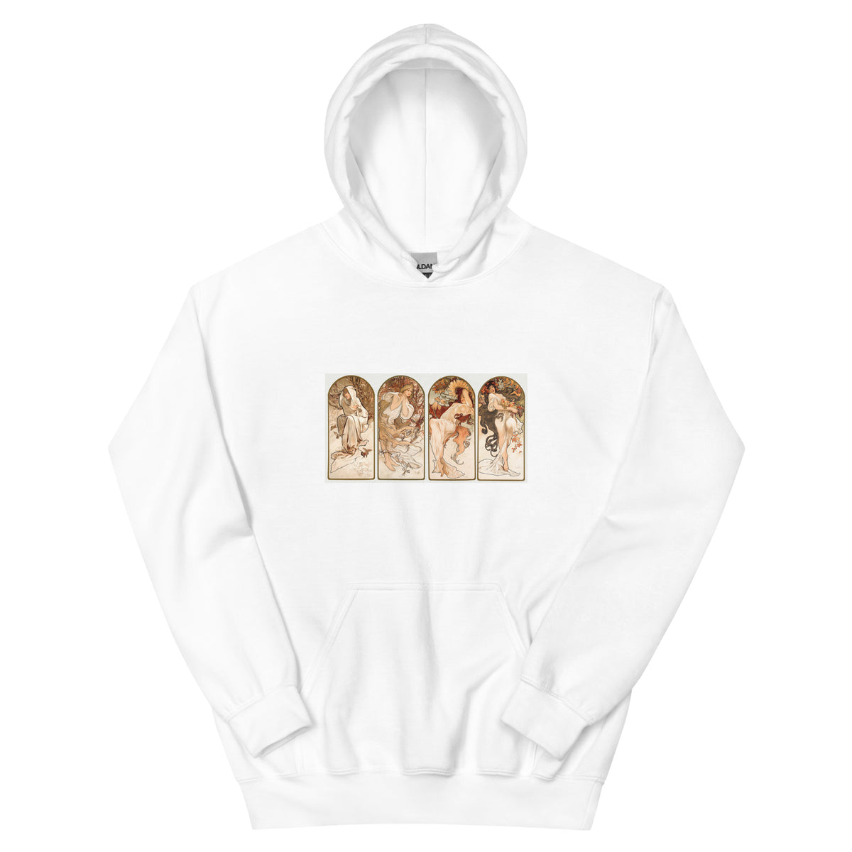 White Hoodie Alphonse Maria Mucha S The Seasons Famous Art Nouveau Artwork Essential