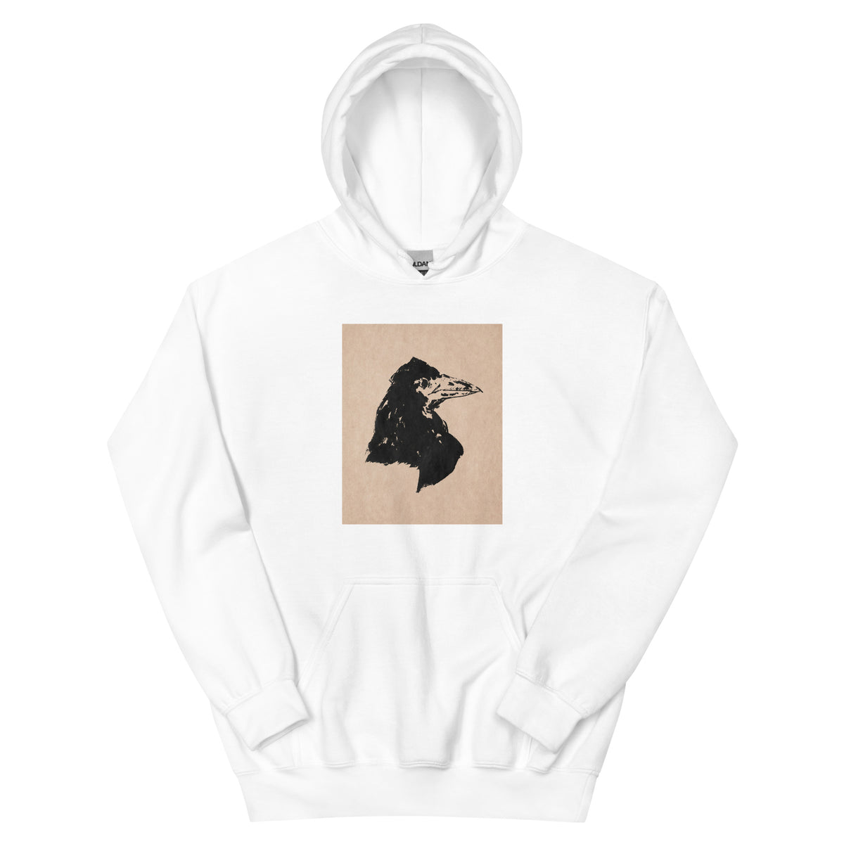 White Hoodie Raven Head Print In High Resolution Essential