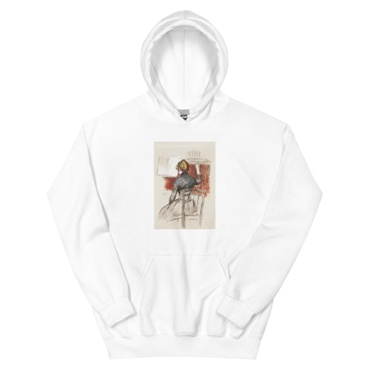 White Hoodie Woman At A Piano Essential