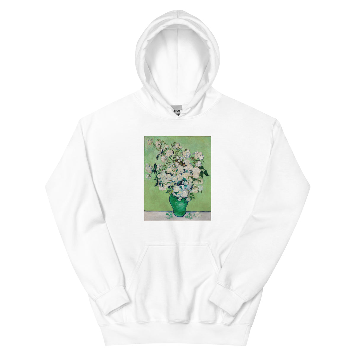 White Hoodie Roses Van Gogh Met Essential