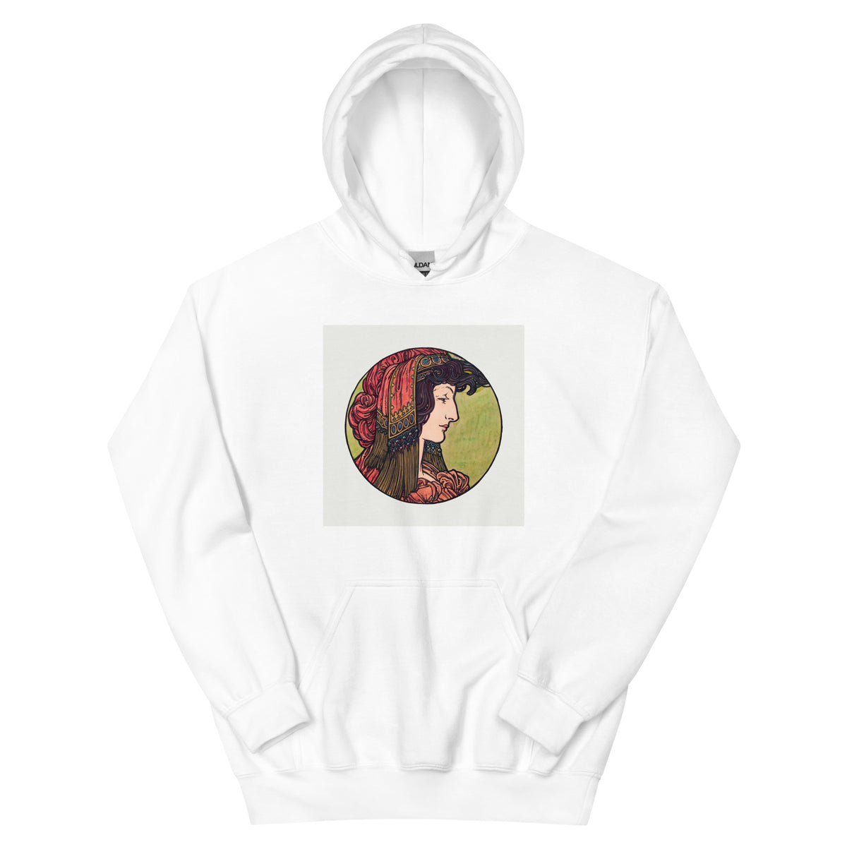 White Hoodie Stained Glass Fouquet Mucha I Essential