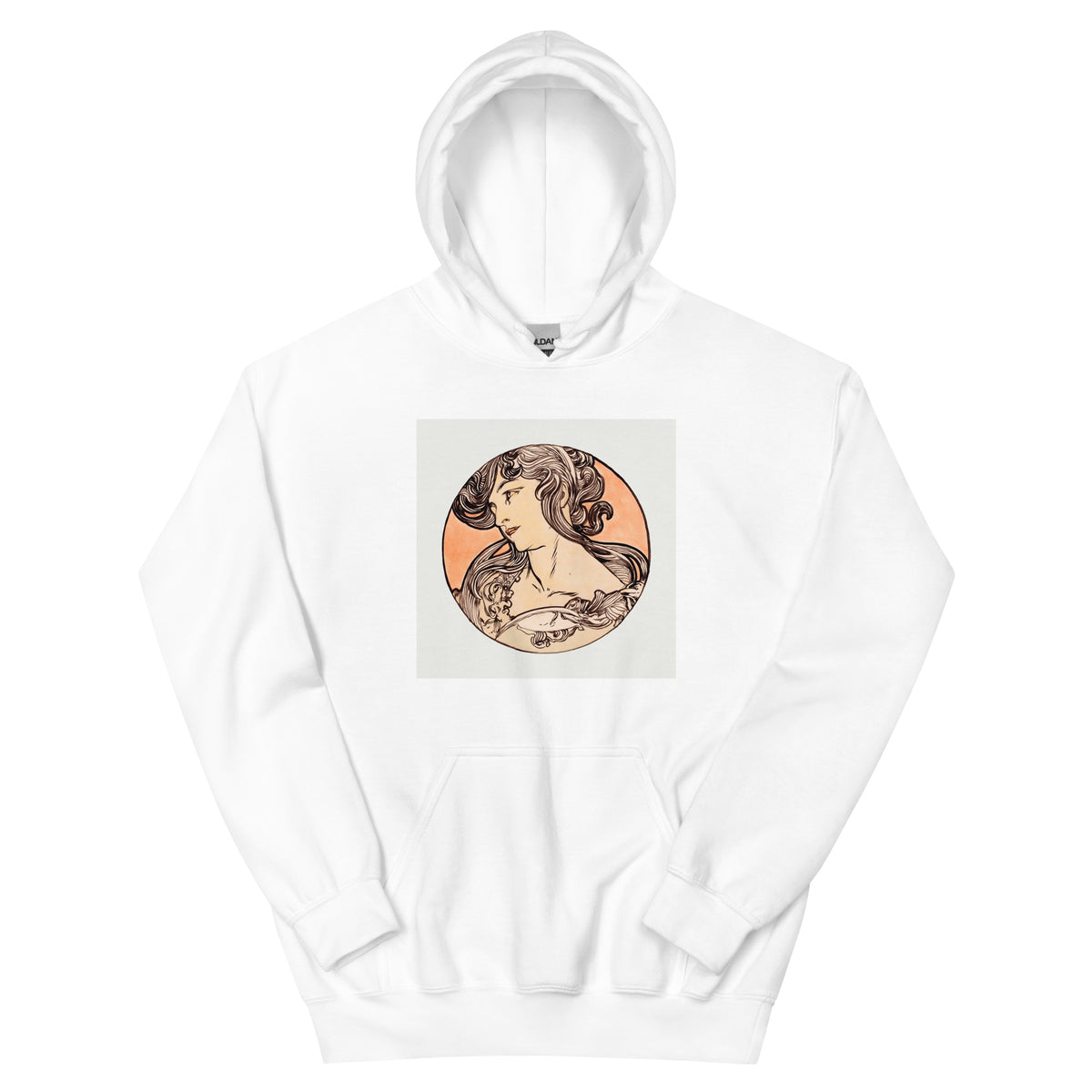White Hoodie Stained Glass Fouquet Mucha IX Essential