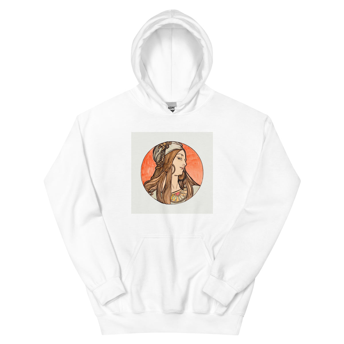 White Hoodie Stained Glass Fouquet Mucha VII Essential