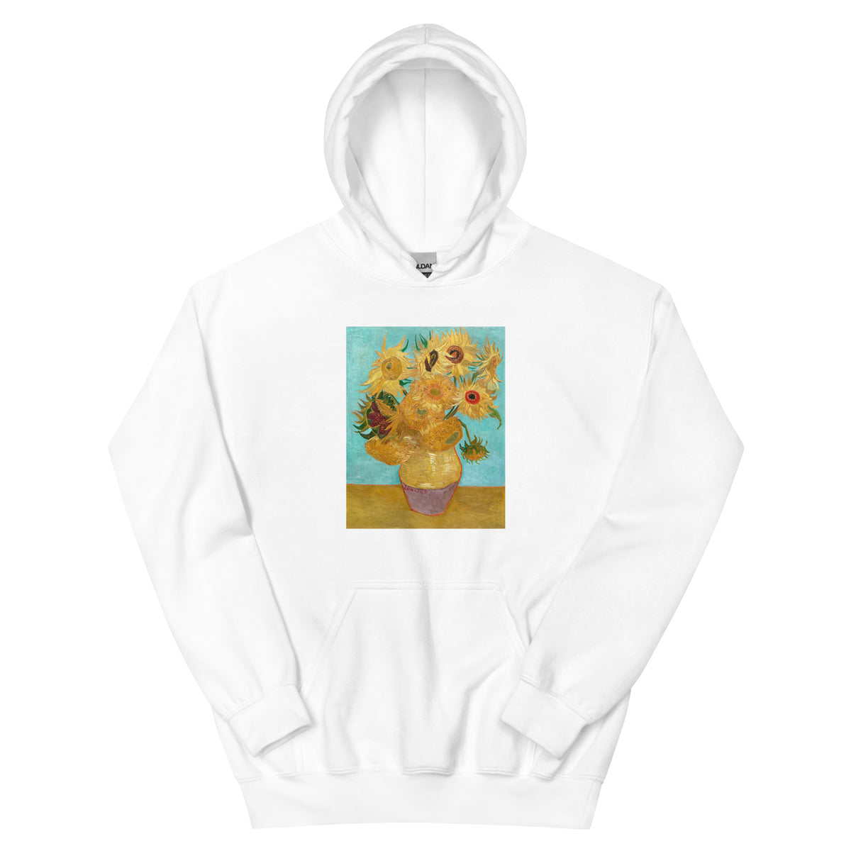 White Hoodie Vincent Van Gogh S Vase With Twelve Sunflowers Famous Painting Essential