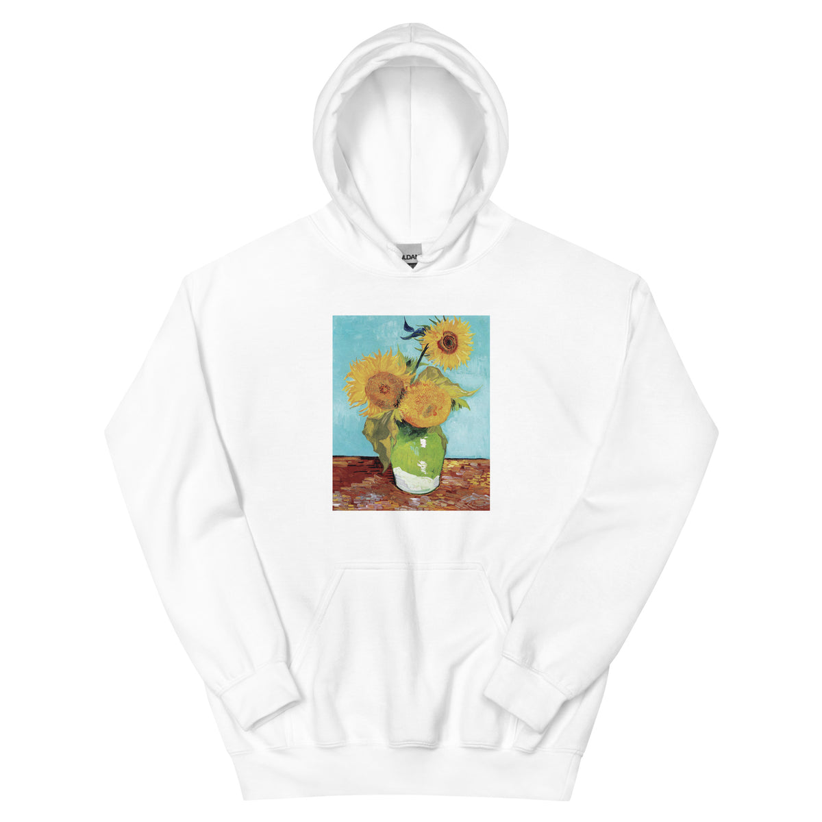 White Hoodie Vincent Van Gogh S Vase With Three Sunflowers Famous Painting Essential