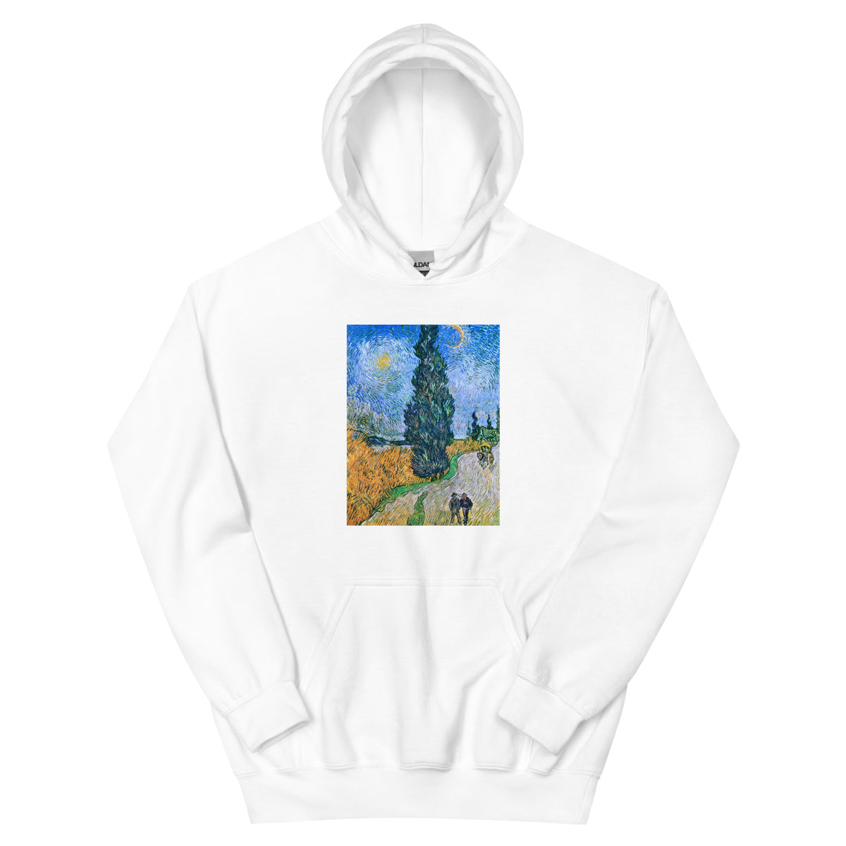 White Hoodie Vincent Van Gogh S Road With Cypress And Star Famous Painting Essential