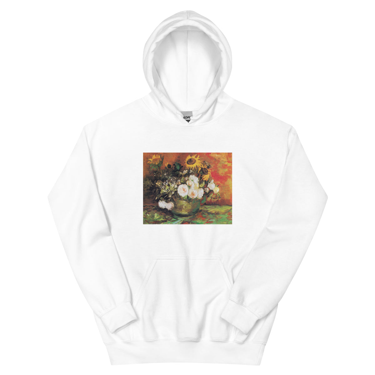 White Hoodie Vincent Van Gogh S Bowl With Sunflowers Roses And Other Flowers Famous Painting Essential