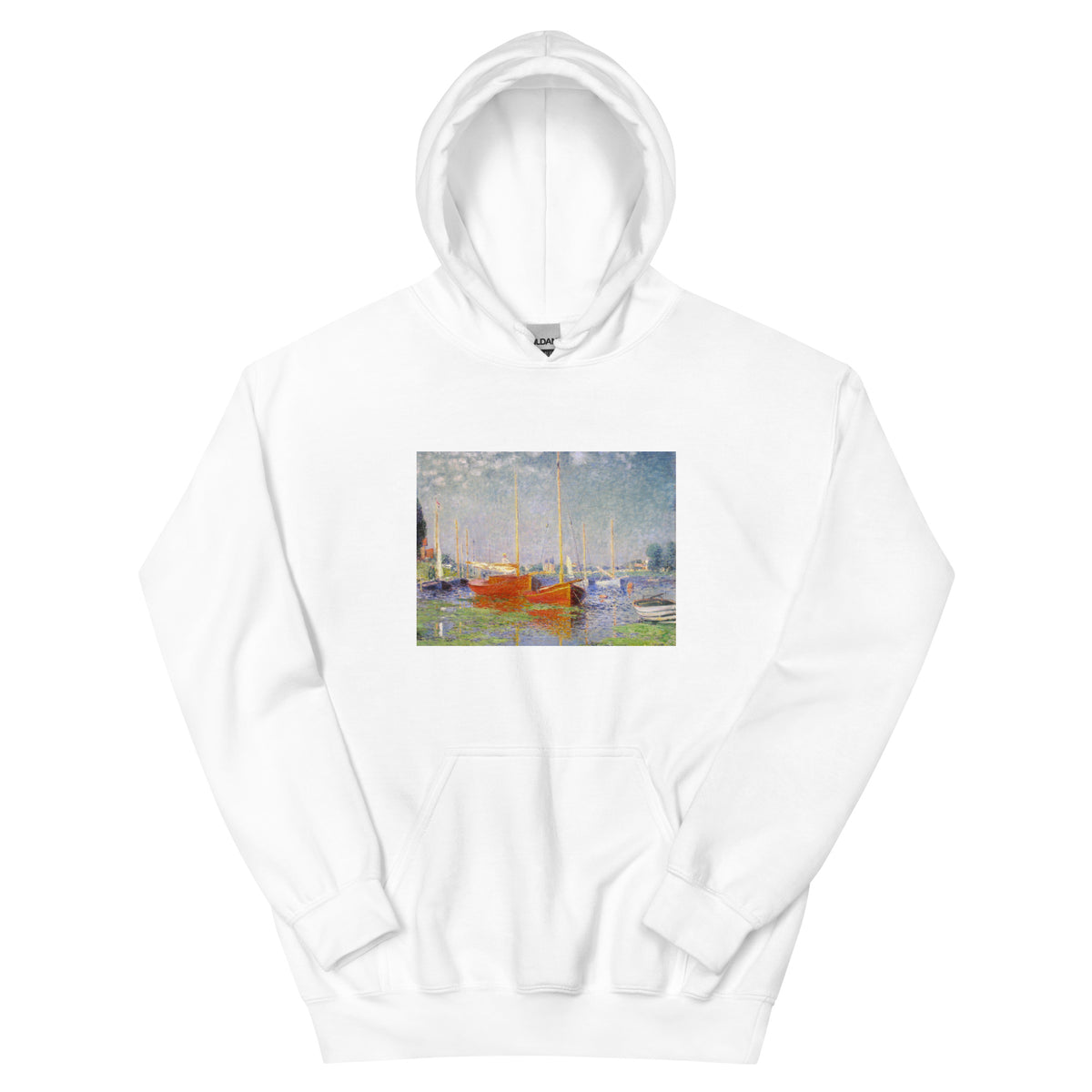 White Hoodie Claude Monet S Red Boats At Argenteuil Famous Painting Essential