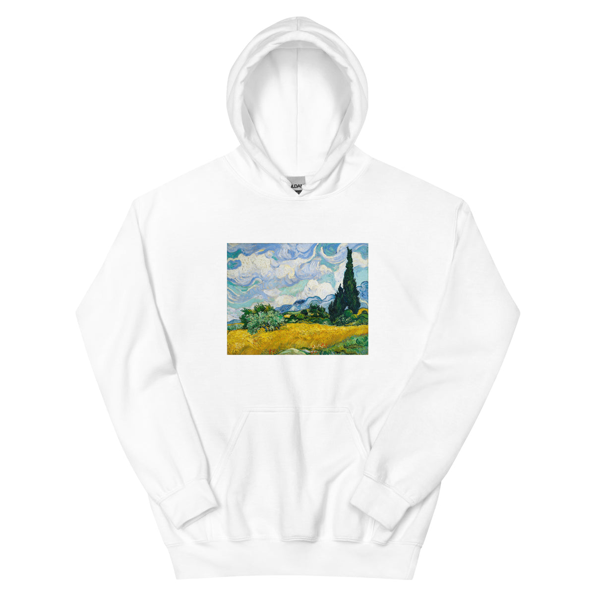 White Hoodie Vincent Van Gogh S Wheat Field With Cypresses Famous Painting Essential