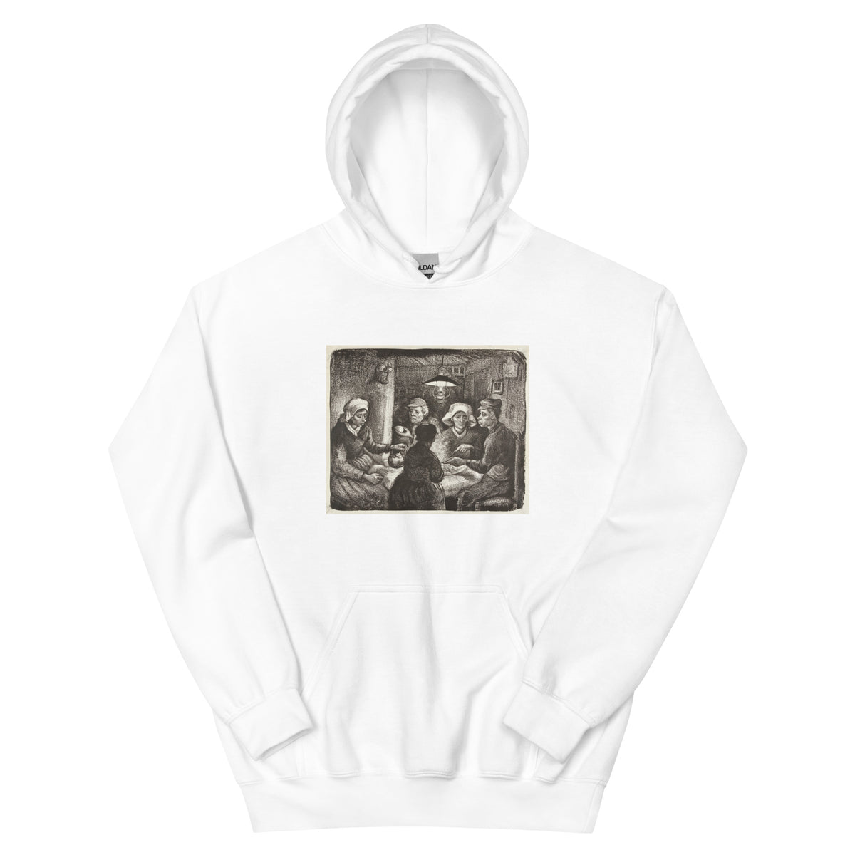 White Hoodie Composition Lithograph Of The Potato Eaters De Aardappeleters 1885 Essential