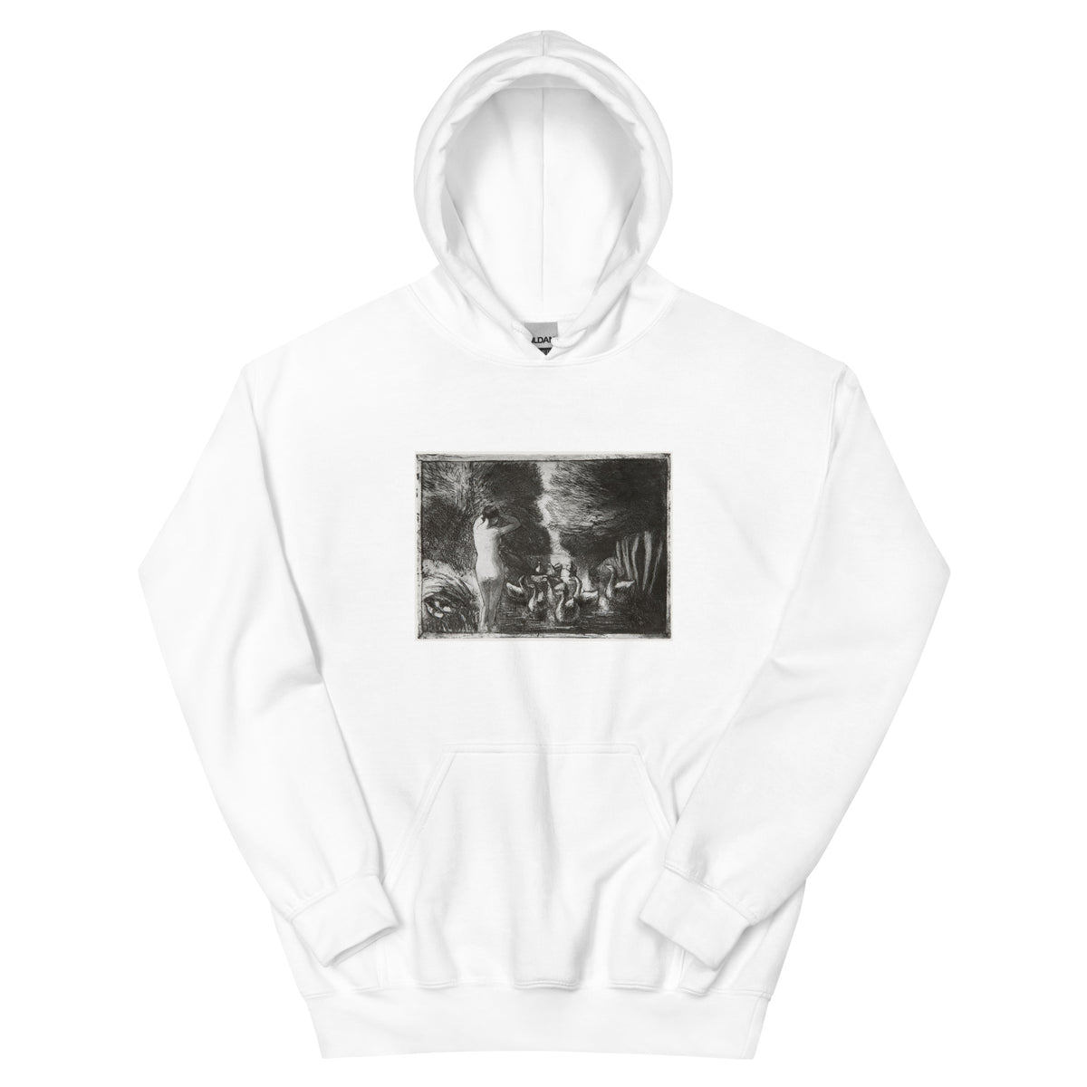 White Hoodie Bather With Geese Essential