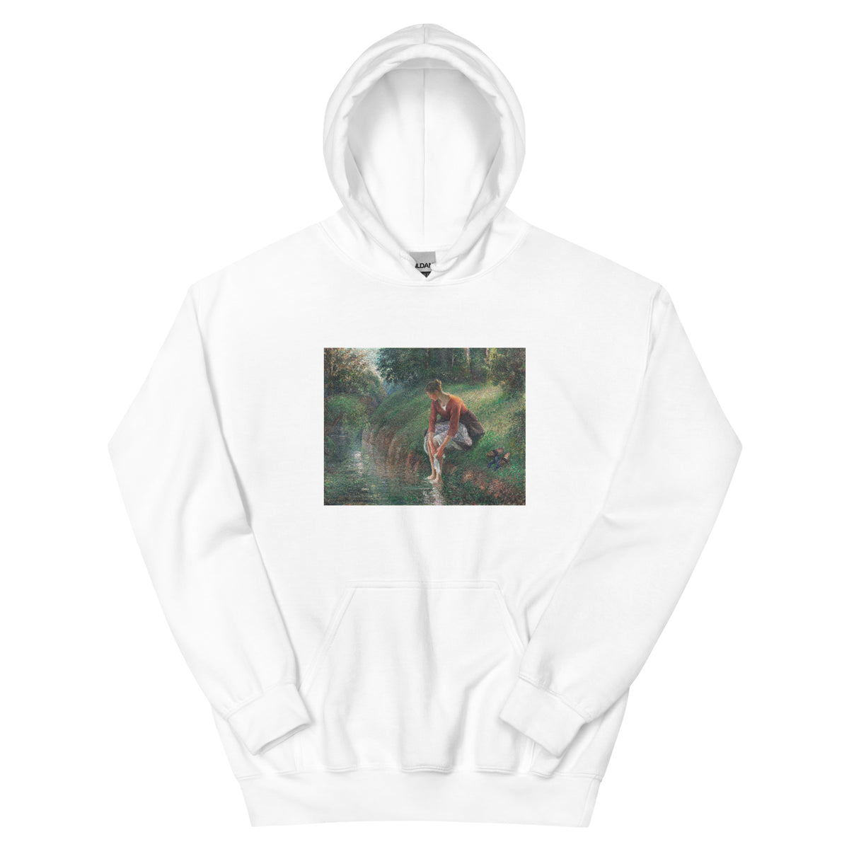 White Hoodie Woman Bathing Her Feet In A Brook Essential