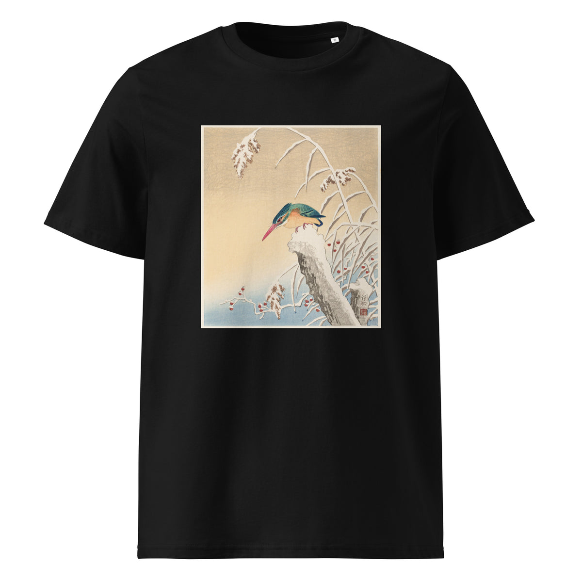 Black T-shirt Kingfisher In The Snow - Ohara Koson 1925 Premium