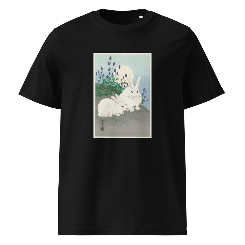 Black T-shirt Rabbits At Full Moon - Ohara Koson 1920 Premium