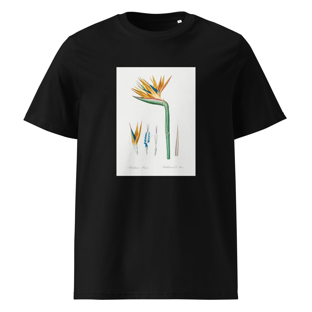 Black T-shirt Bird Of Paradise Illustration Premium