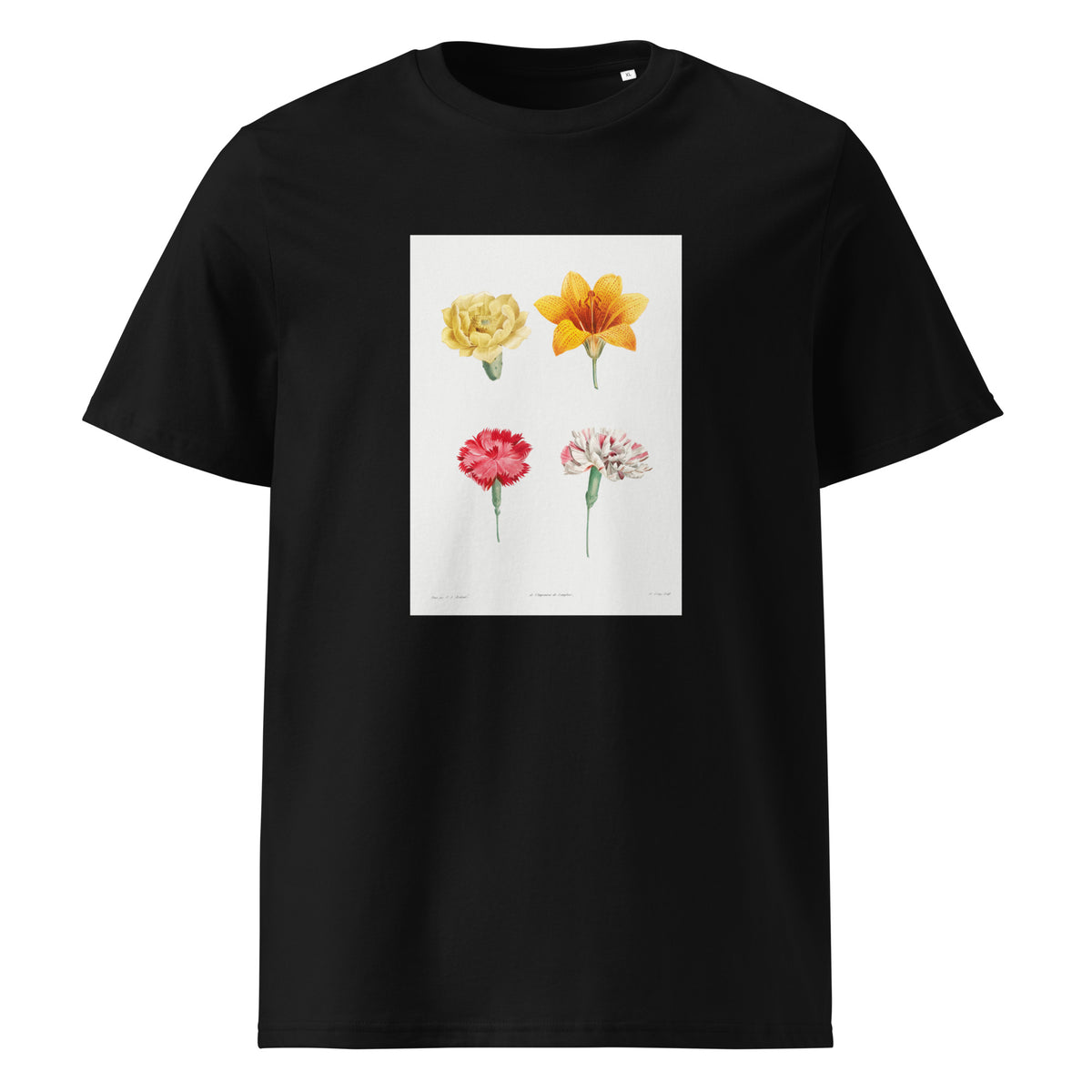 Black T-shirt Flower Set - Pierre-Joseph Redoute 1759 Premium