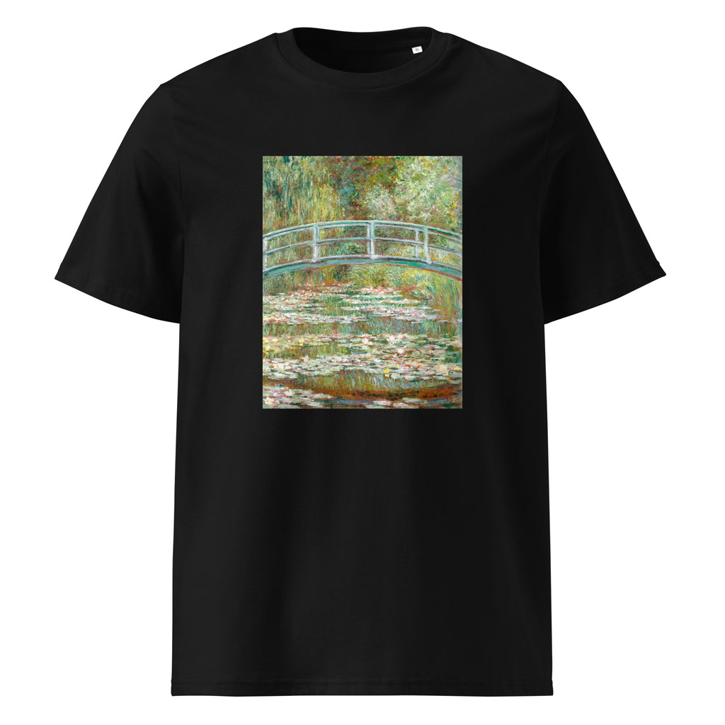 Black T-shirt Bridge Over A Pond Of Water Lilies Premium