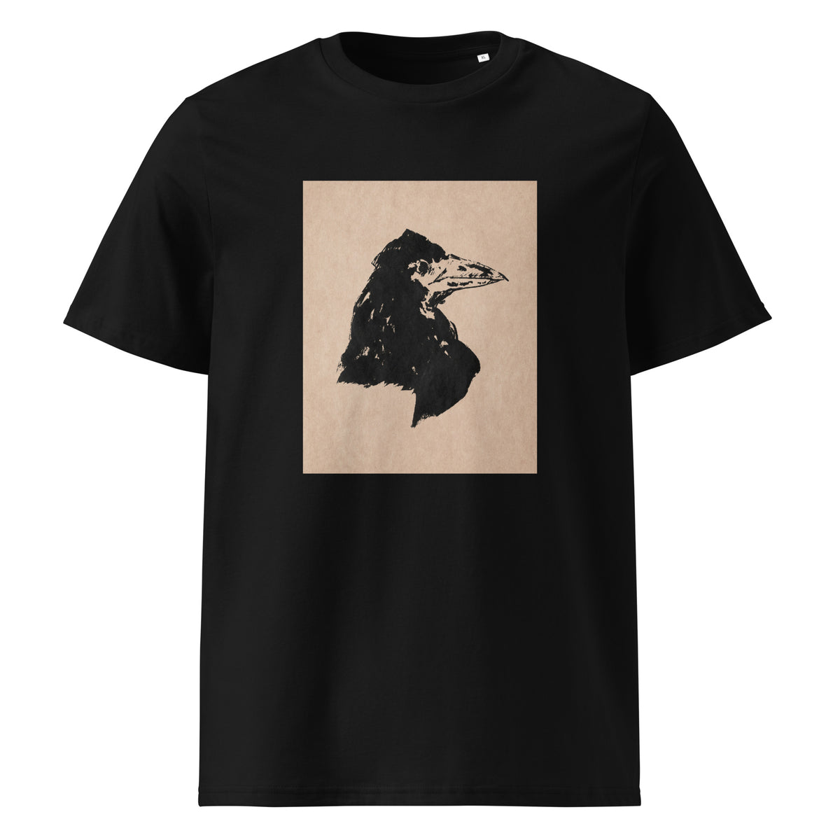 Black T-shirt Raven Head Print In High Resolution Premium