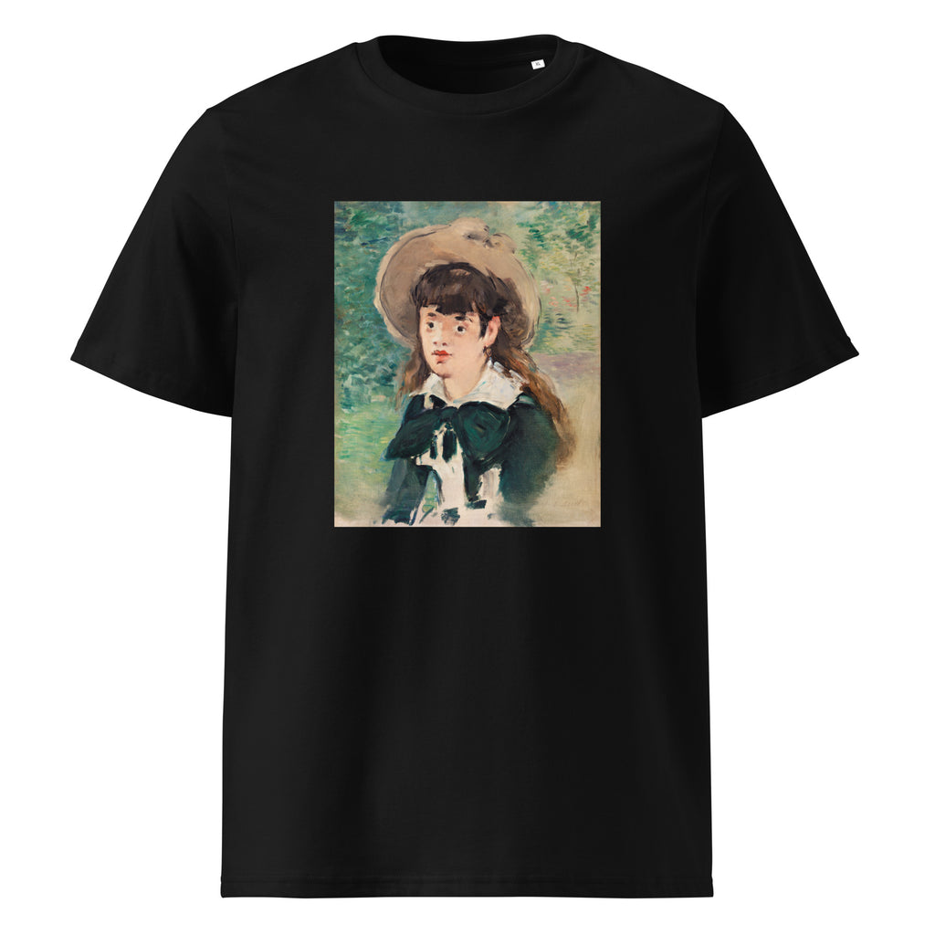 Black T-shirt Young Girl On A Bench Fillette Sur Un Banc Painting In High Resolution Premium