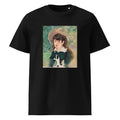 Black T-shirt Young Girl On A Bench Fillette Sur Un Banc Painting In High Resolution Premium