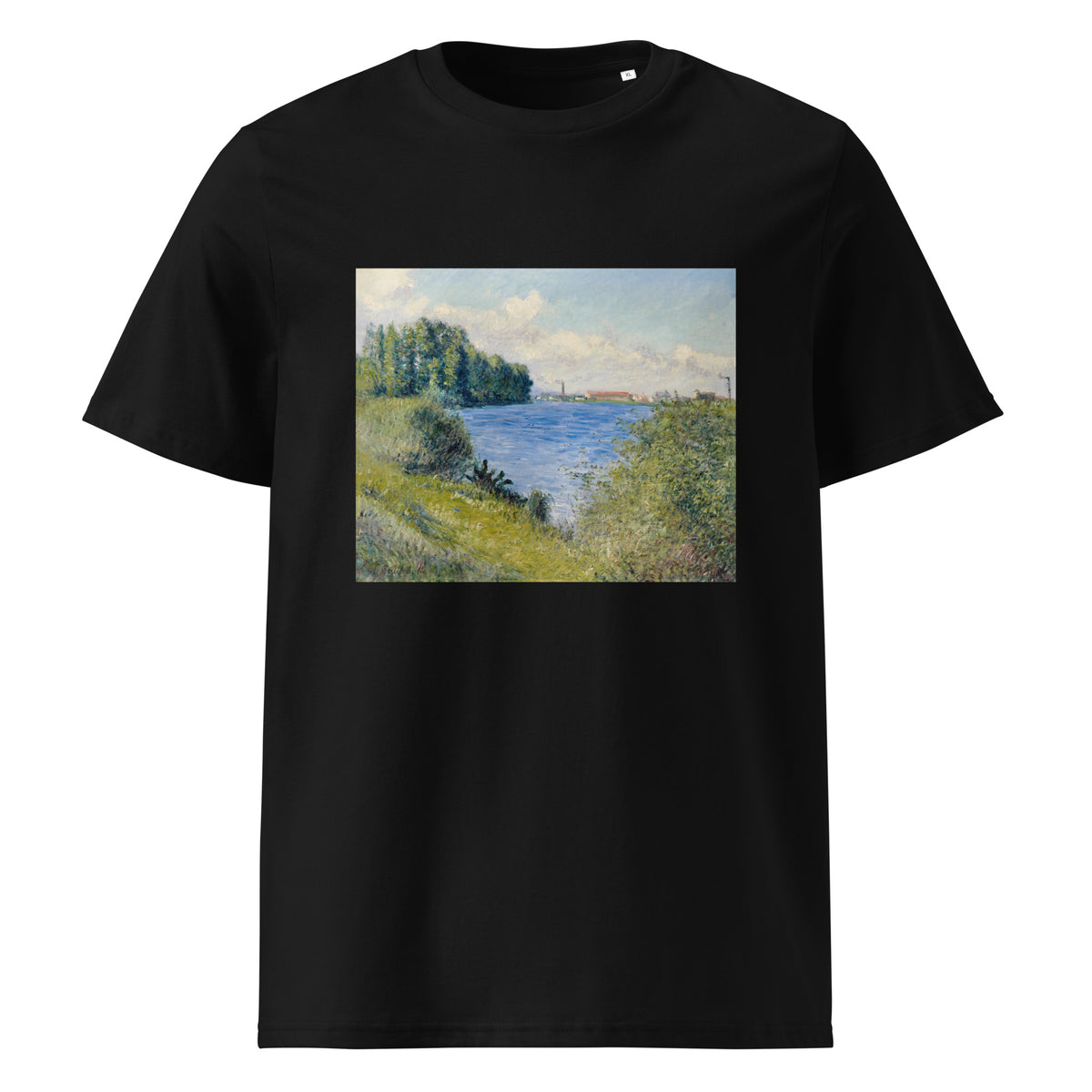 Black T-shirt The Seine At Argenteuil Painting In High Resolution Premium
