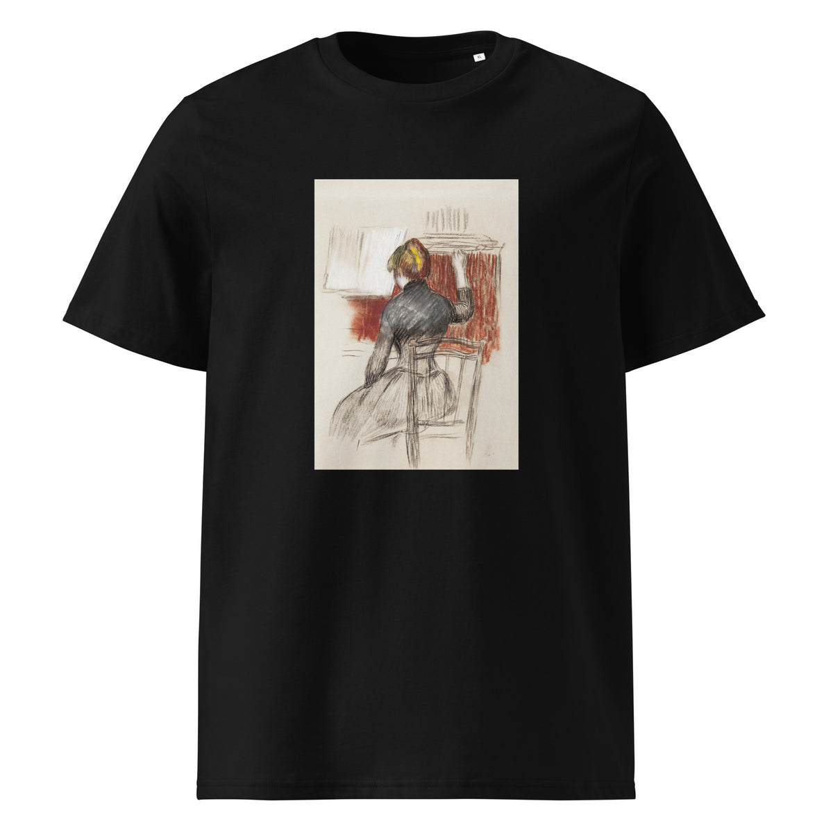 Black T-shirt Woman At A Piano Premium