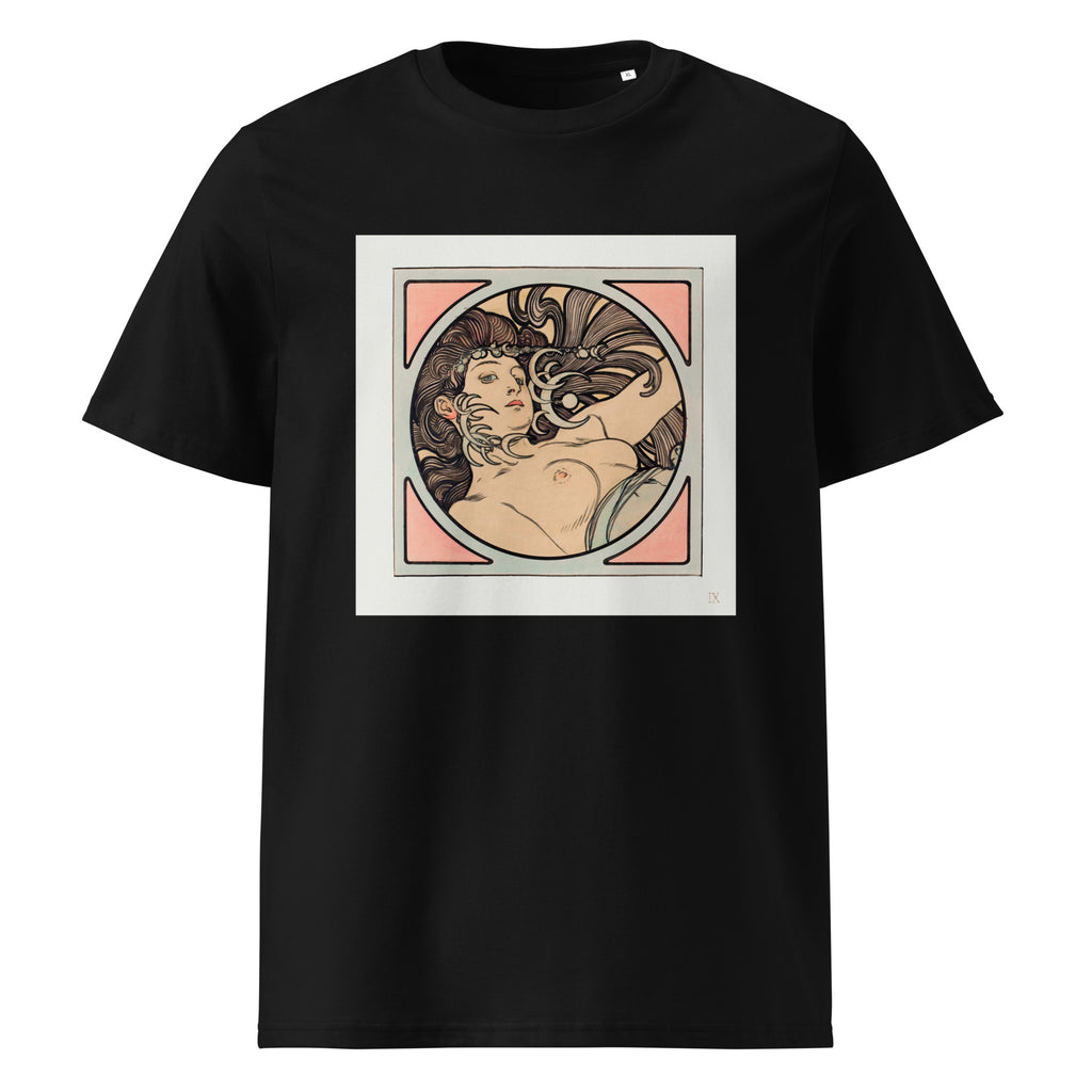 Black T-shirt Stained Glass Fouquet Mucha II Premium